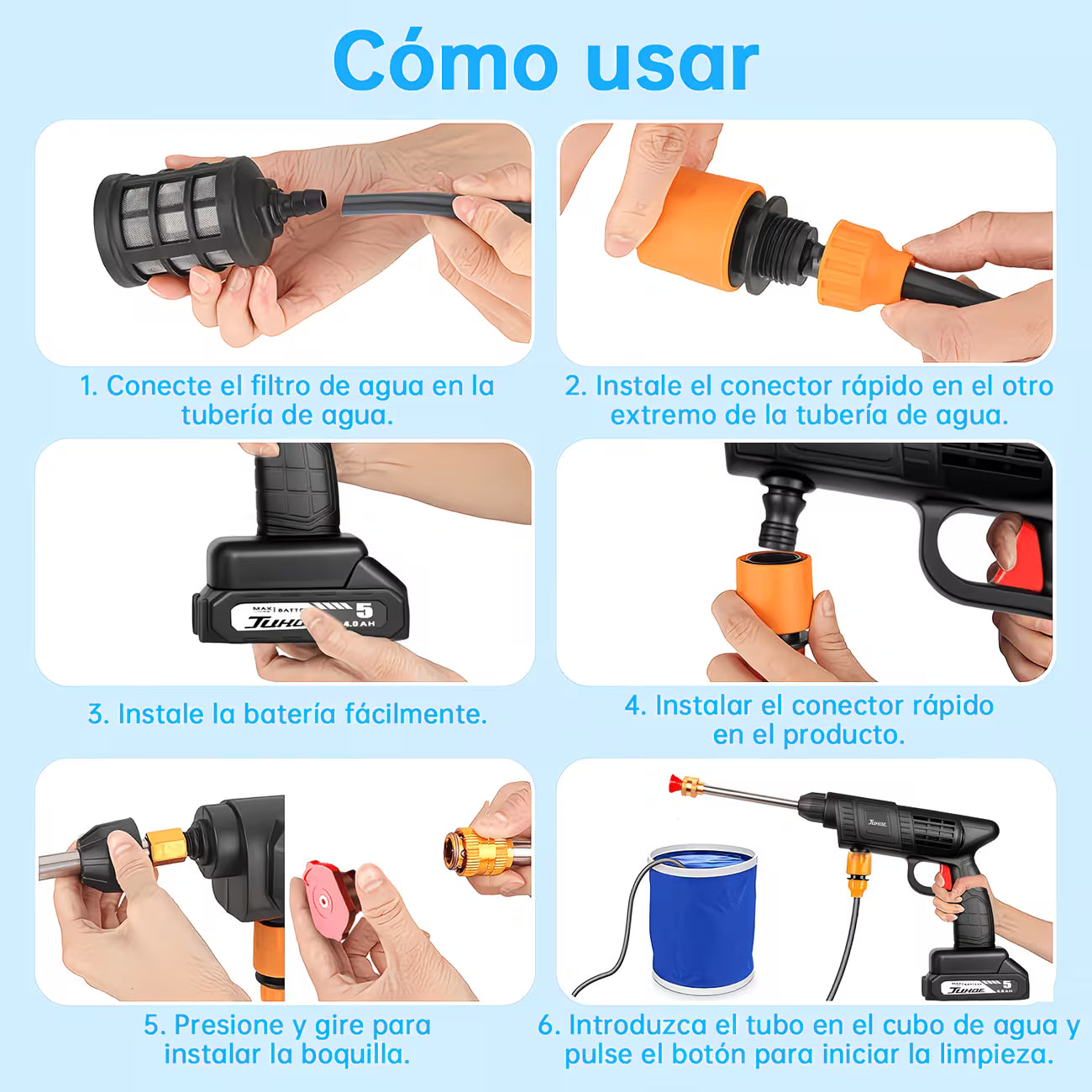 Pistola PRO Hidrolavadora Coche Inalámbrica