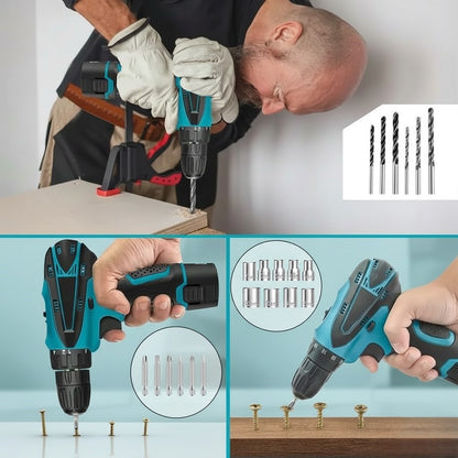 Taladro Azul 2 Baterias Redonda Inalamb