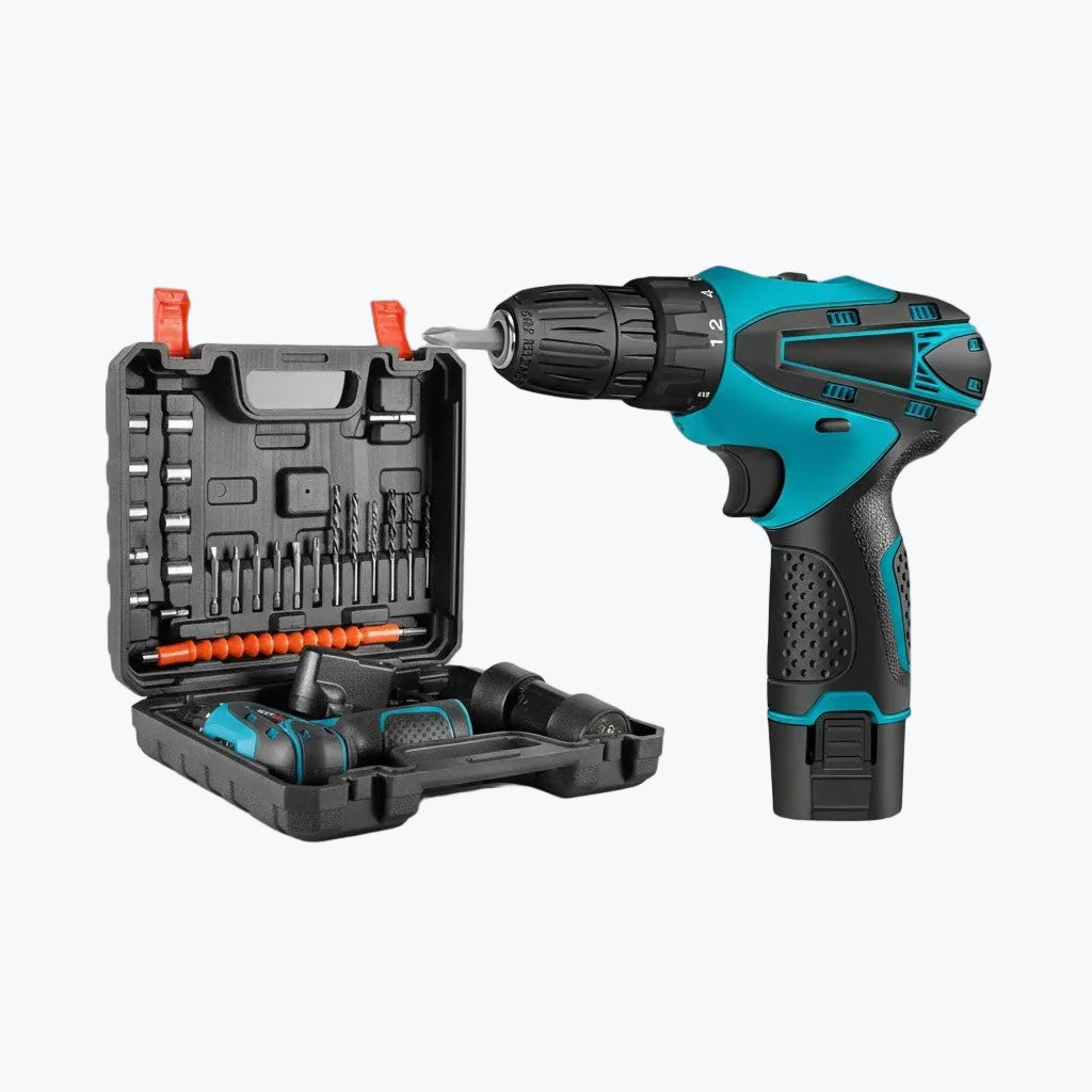 Taladro Azul 2 Baterías Redonda Inalámbrico