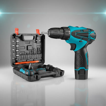 Taladro Azul 2 Baterias Redonda Inalamb