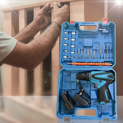 Taladro Azul 2 Baterias Redonda Inalamb