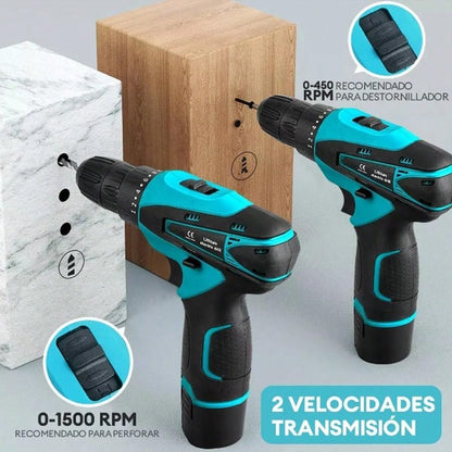 Taladro Azul 2 Baterias Redonda Inalamb