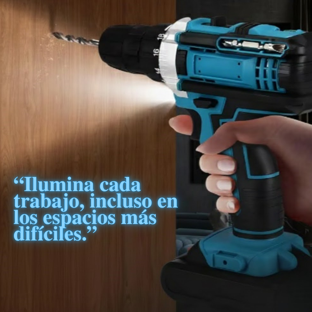 Taladro Azul 2 Baterias Redonda Inalamb